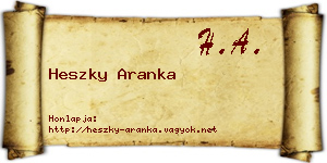 Heszky Aranka névjegykártya